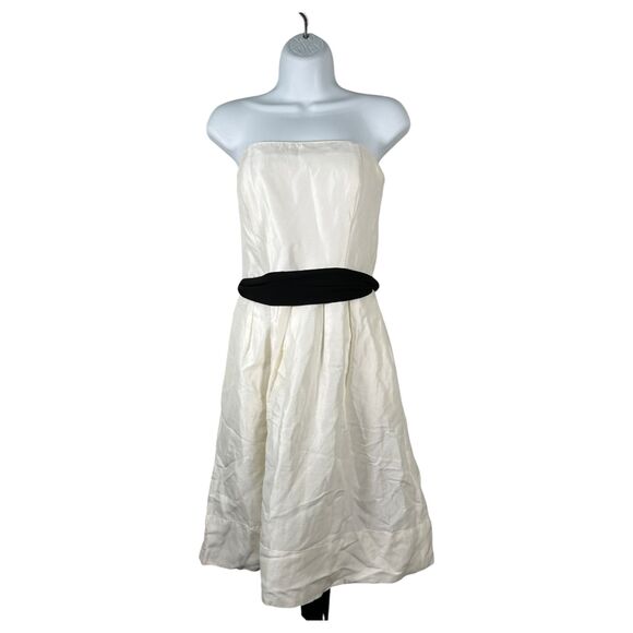 White House Black Market Silk Linen White Tube Top Strapless Dress Size 6 NEW - Picture 1 of 5
